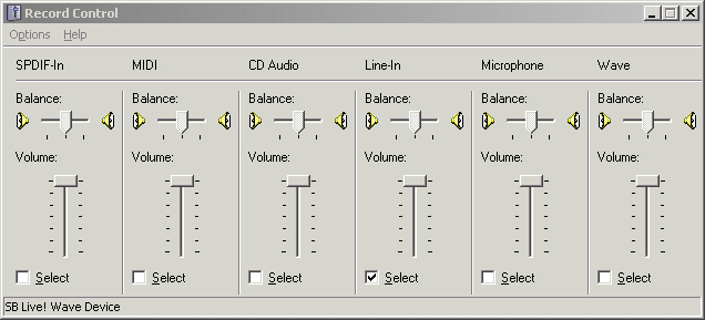Windows mixer record panel